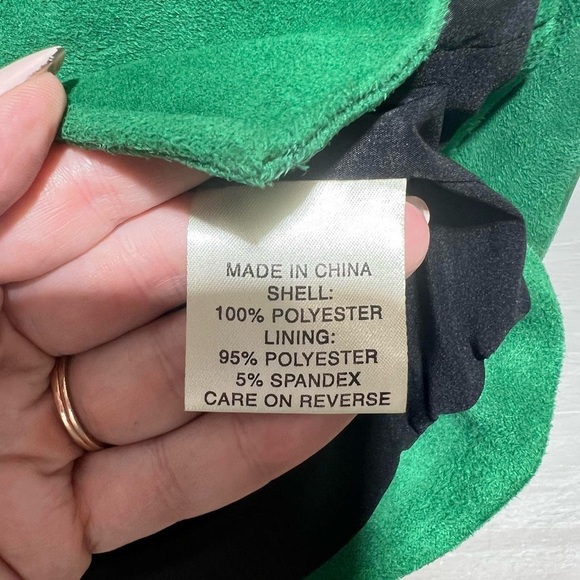 St. John Sport by Marie Gray • Emerald Faux Suede Gold Button Blazer - Picture 3 of 8